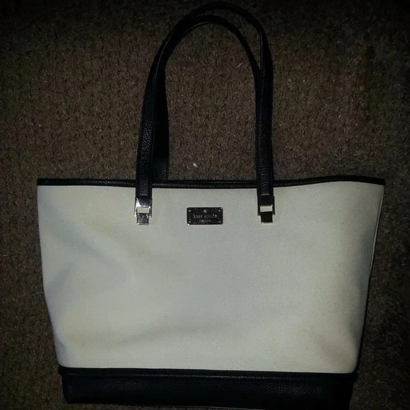 kate spade Handbags - KATE SPADE-Oliver Street-Taren-Canvas Shoulder Bag-TOTE-Natural & Dark Navy-NWOT